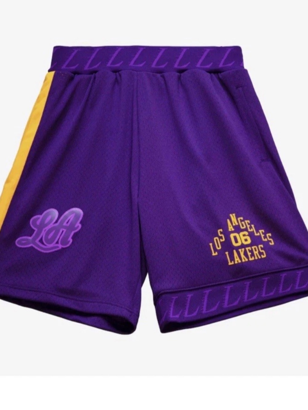 Men's Mitchell & Ness Purple Los Angeles Lakers My Towns Bodega Shorts XXLarge